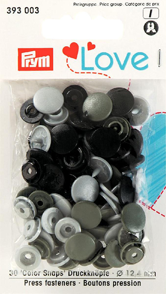 Prym Love Colour Snaps 12mm grey/black